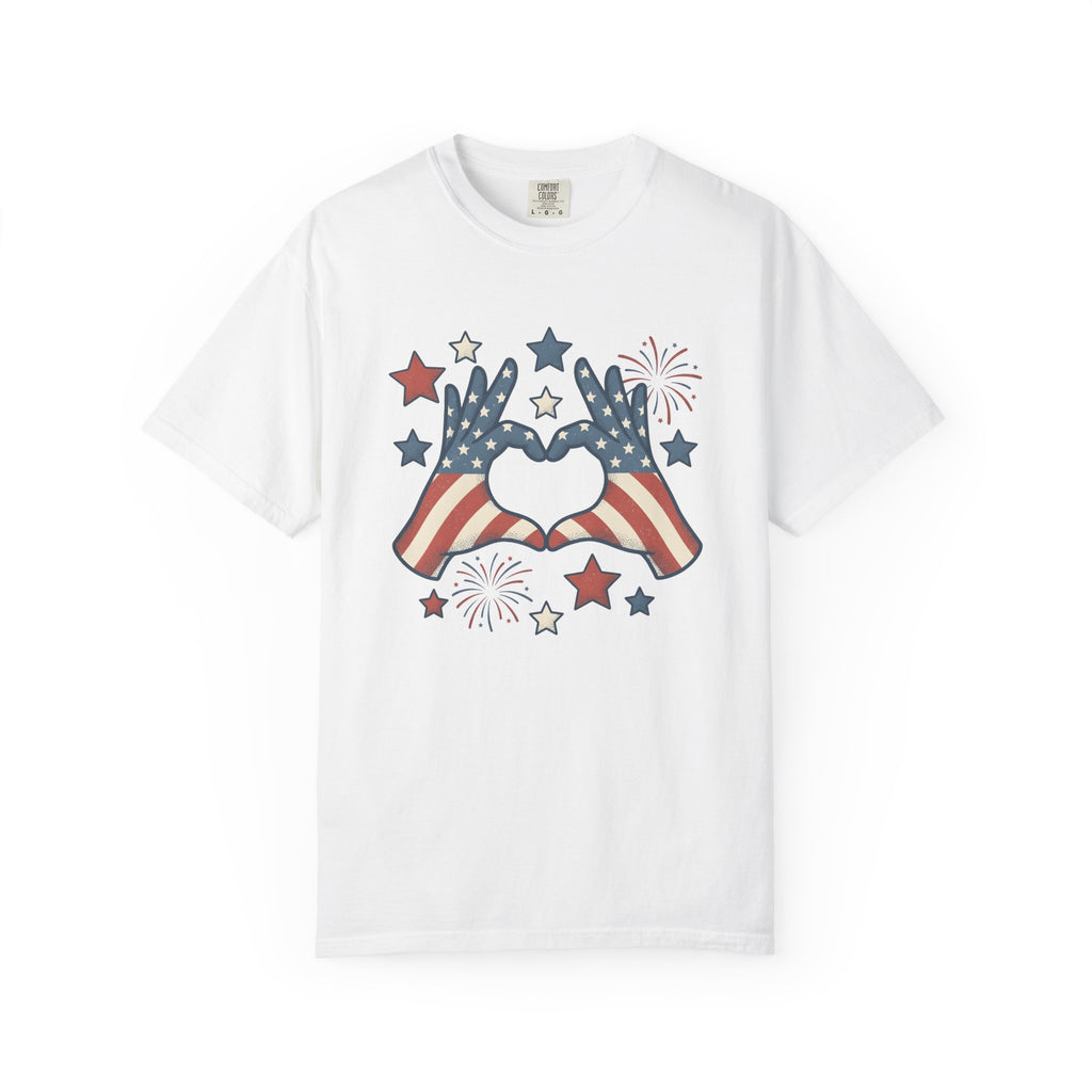 Patriotic Palms Shirt 4th Of July Event Gift Women Hand Drawn Tee American Palms T-Shirt Independence Day Enthusiast Illustrated Graphic