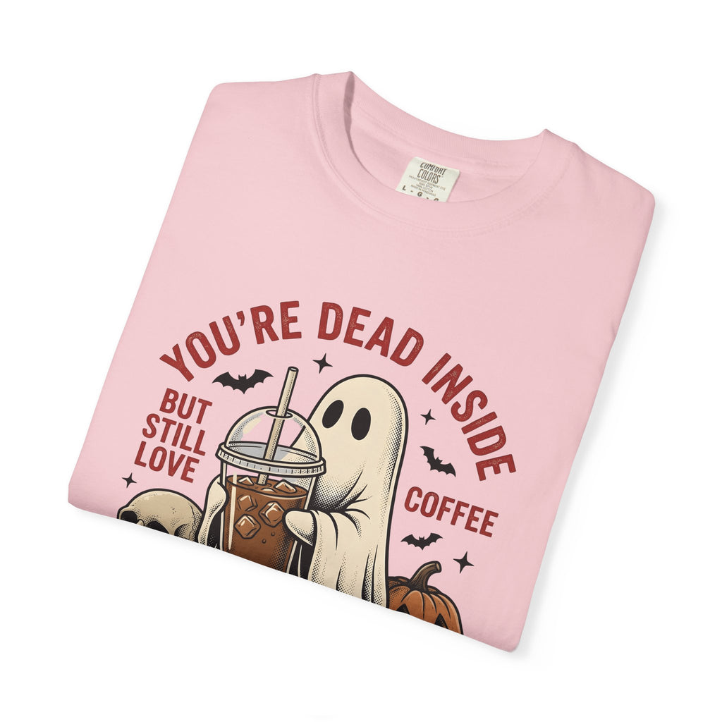 Phantom Coffee Tumbler Shirt Halloween Cafe Gift Women Weathered Tee Travel Mug T-Shirt Spooky Fan Distressed Tshirt Coffee Shop Graphic
