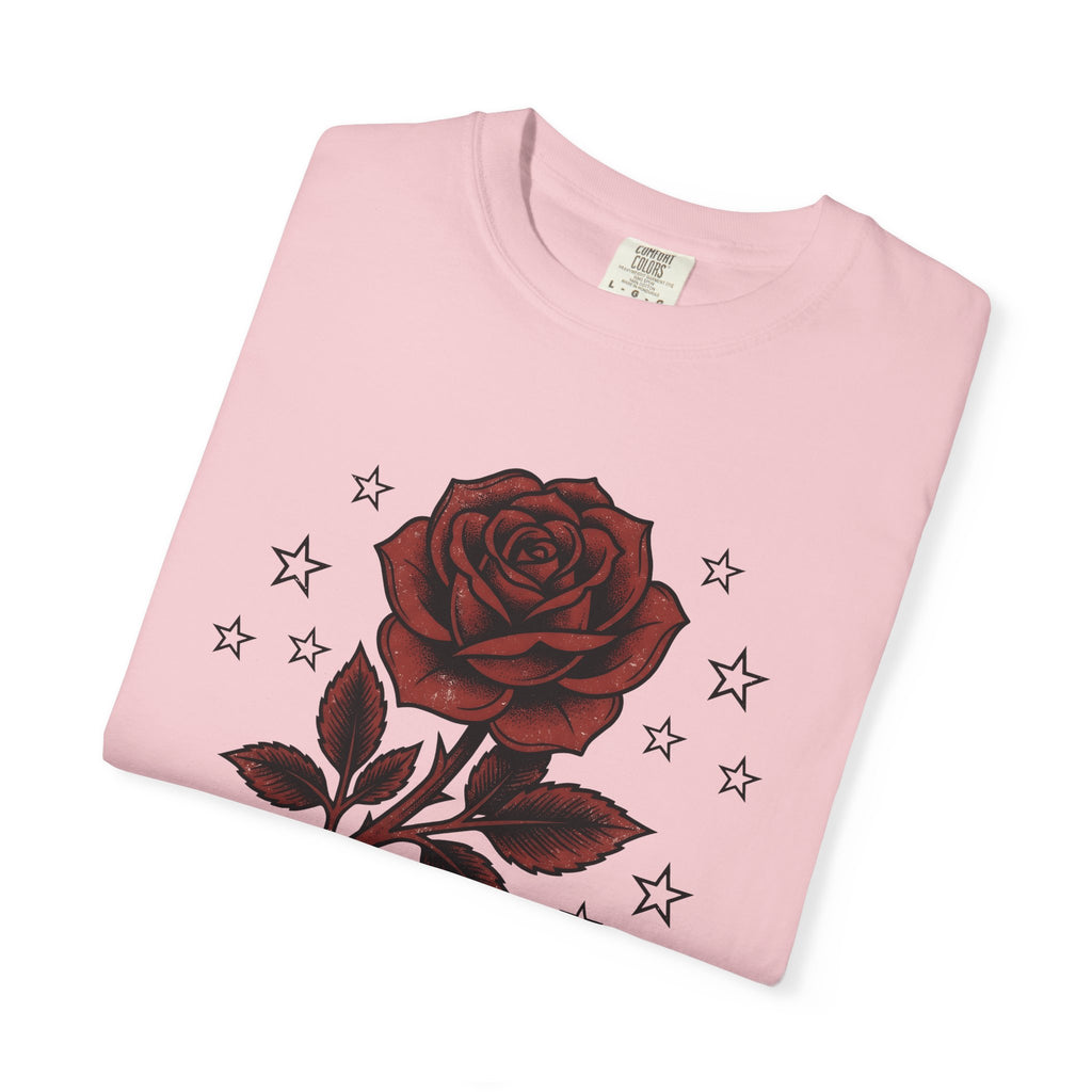 Floral Rose Shirt Cowgirl Cowboy Gift Women Body Art Tee Rose T-Shirt Cowgirl Fan Tattoo Tshirt Rodeo Graphic Aged Star Symbols Tshirt