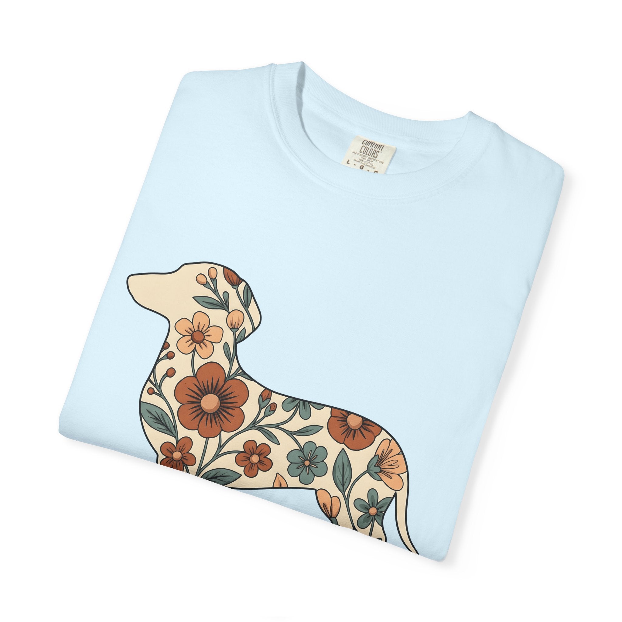 Dachshund Puppy Shirt Dog Blossom Gift Women Rustic Tee Wiener Dog T-Shirt Dog Fan Country Tshirt Floral Graphic Retro Flower Design Tshirt