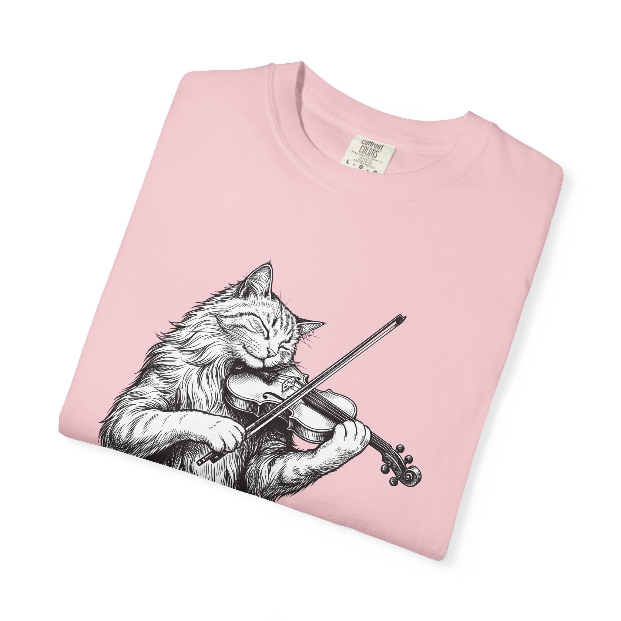 Pussycat Viola Shirt Cat Tunes Gift Women Doodle Tee Kitten T-Shirt Cat Fan Kitty Tshirt Melody Graphic Classic Acoustic Instrument Tshirt