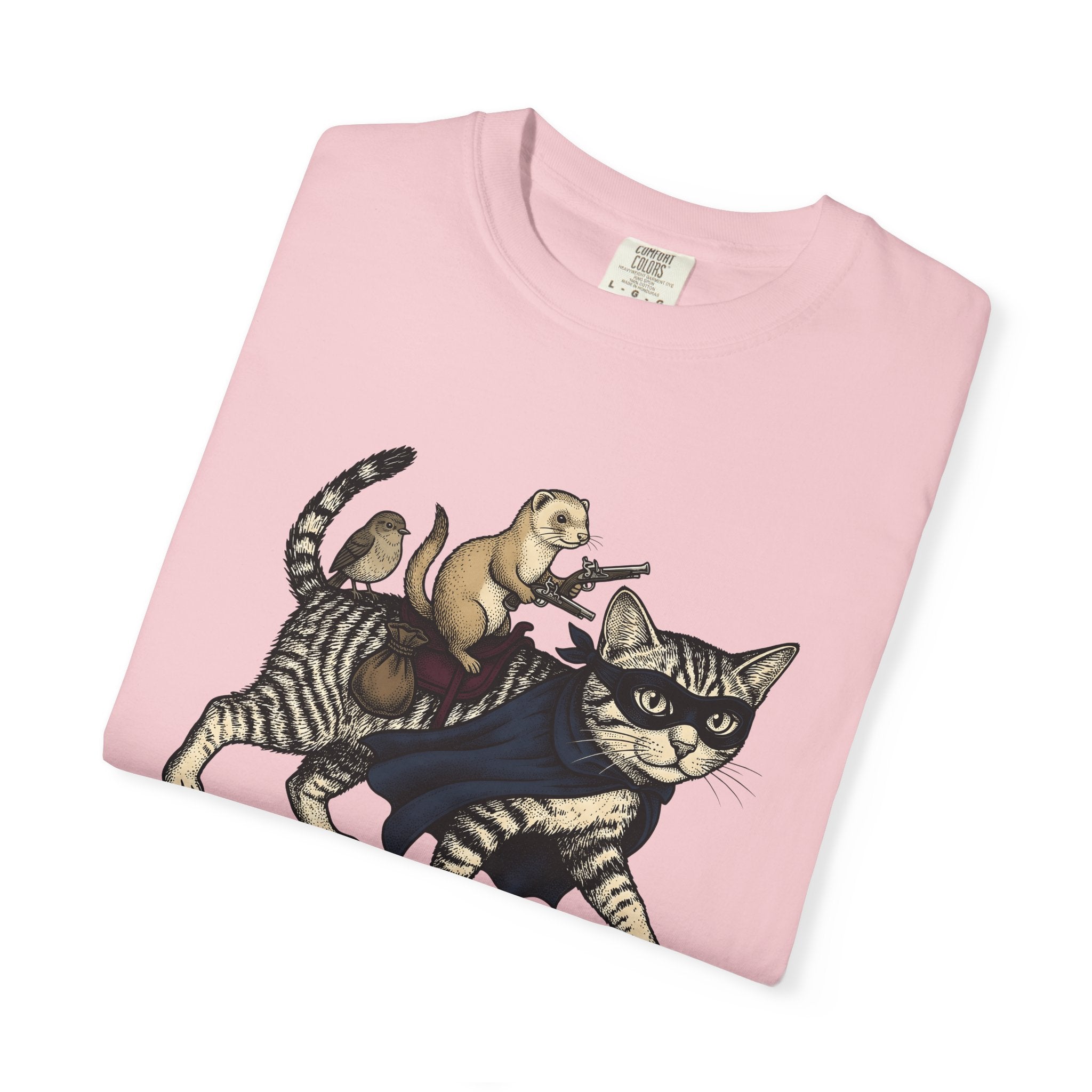 Hero Cat Shirt Cat Wildlife Gift Women Retro Tee Kitty T-Shirt Cat Fan Feline Tshirt Wildlife Graphic Sketch Weasel Tshirt