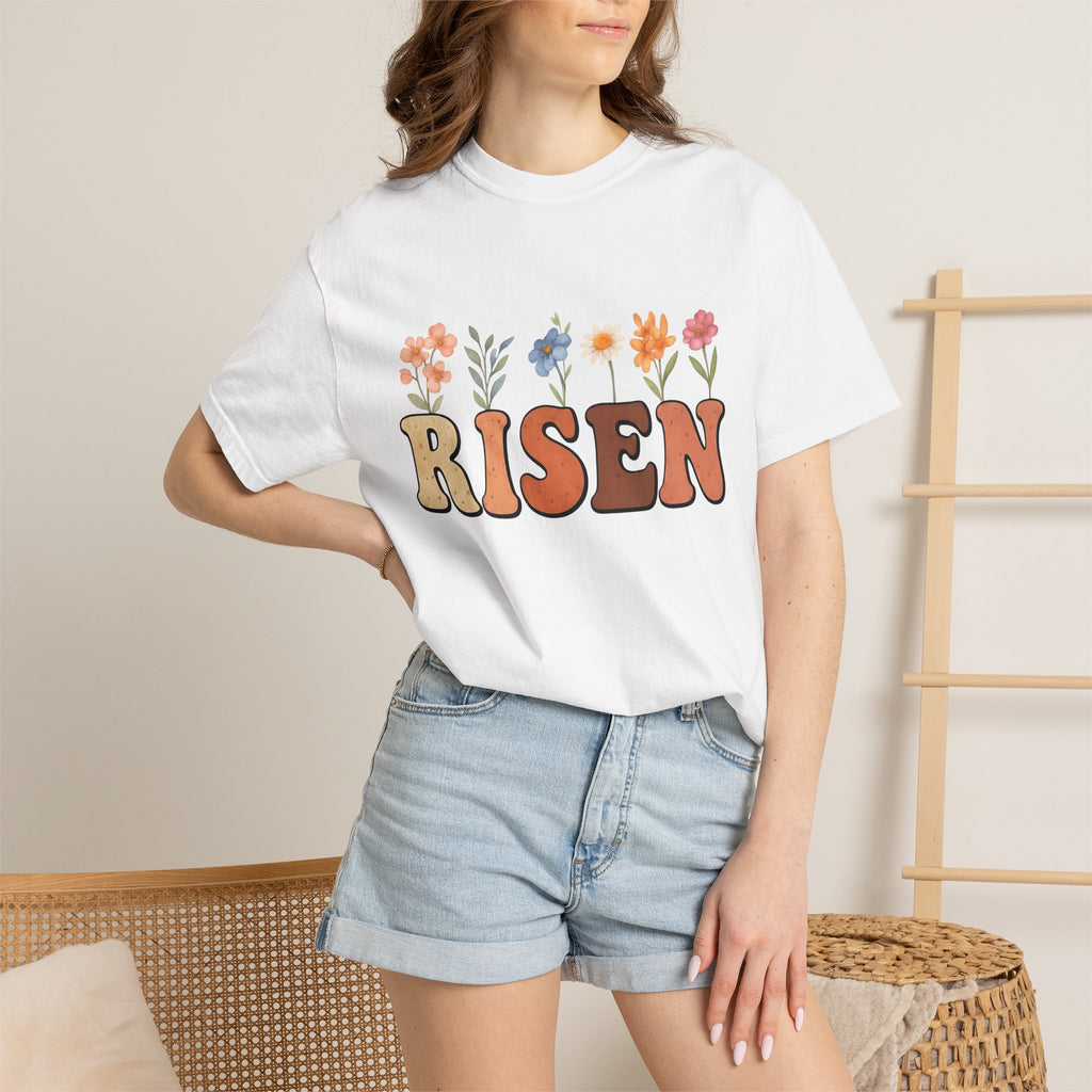 Floral Design Shirt Easter Belief Gift Women Painting Tee Flower T-Shirt Spring Fan Artistic Tshirt Faith Graphic Outline Field Flowers
