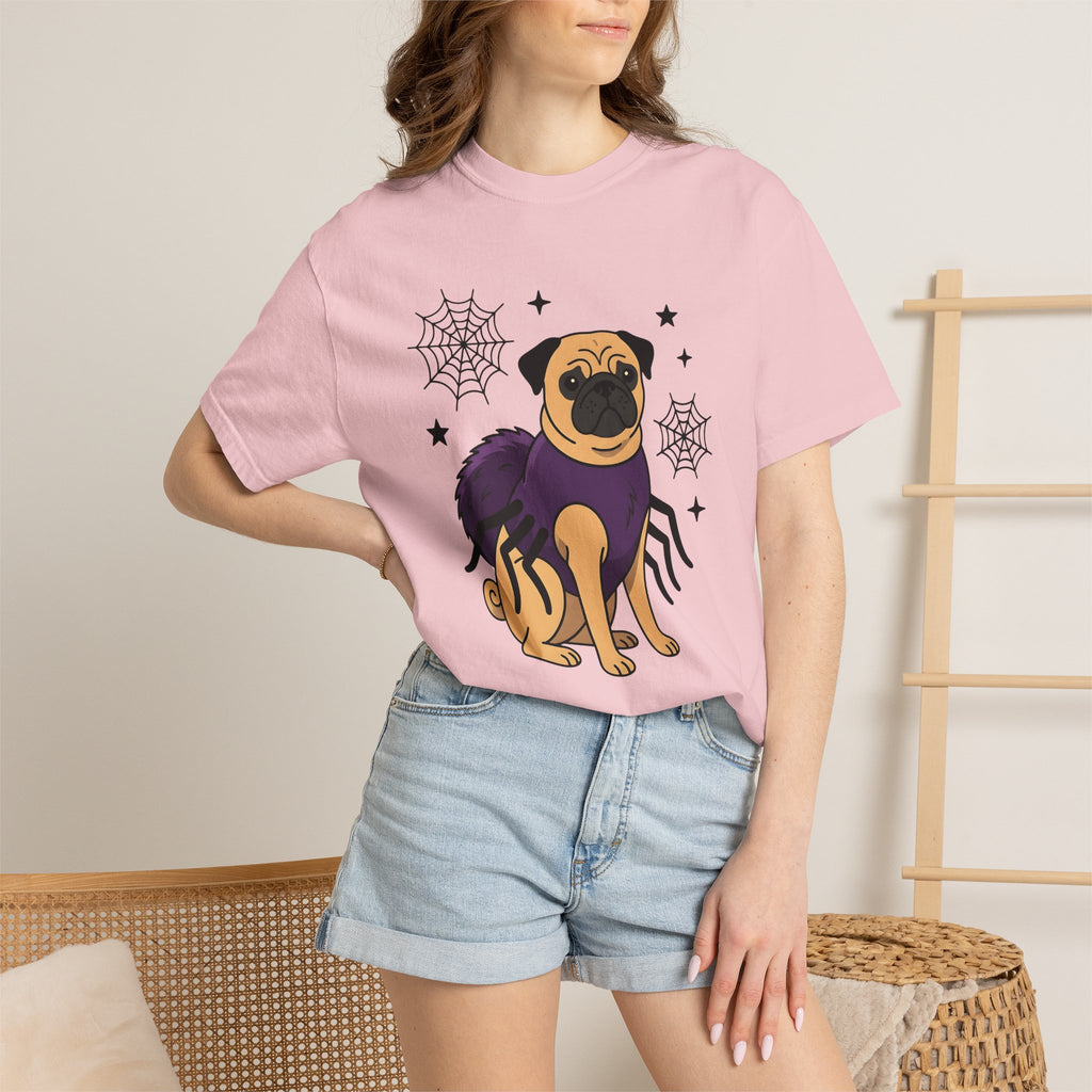 Pug Spider Suit Shirt Dog Halloween Costume Gift Women Animated Tee Spider Costume T-Shirt Dog Fan Cartoon Tshirt Costume Graphic Anime