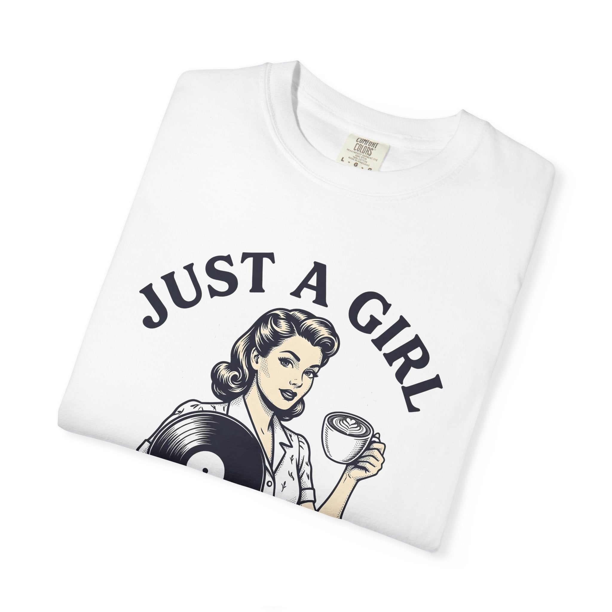 Nostalgic Female Coffee Disc Shirt Coffee Tunes Gift Women Antique Tee Coffee Saucer T-Shirt Java Fan Vintage Tshirt Music Graphic Cartoon