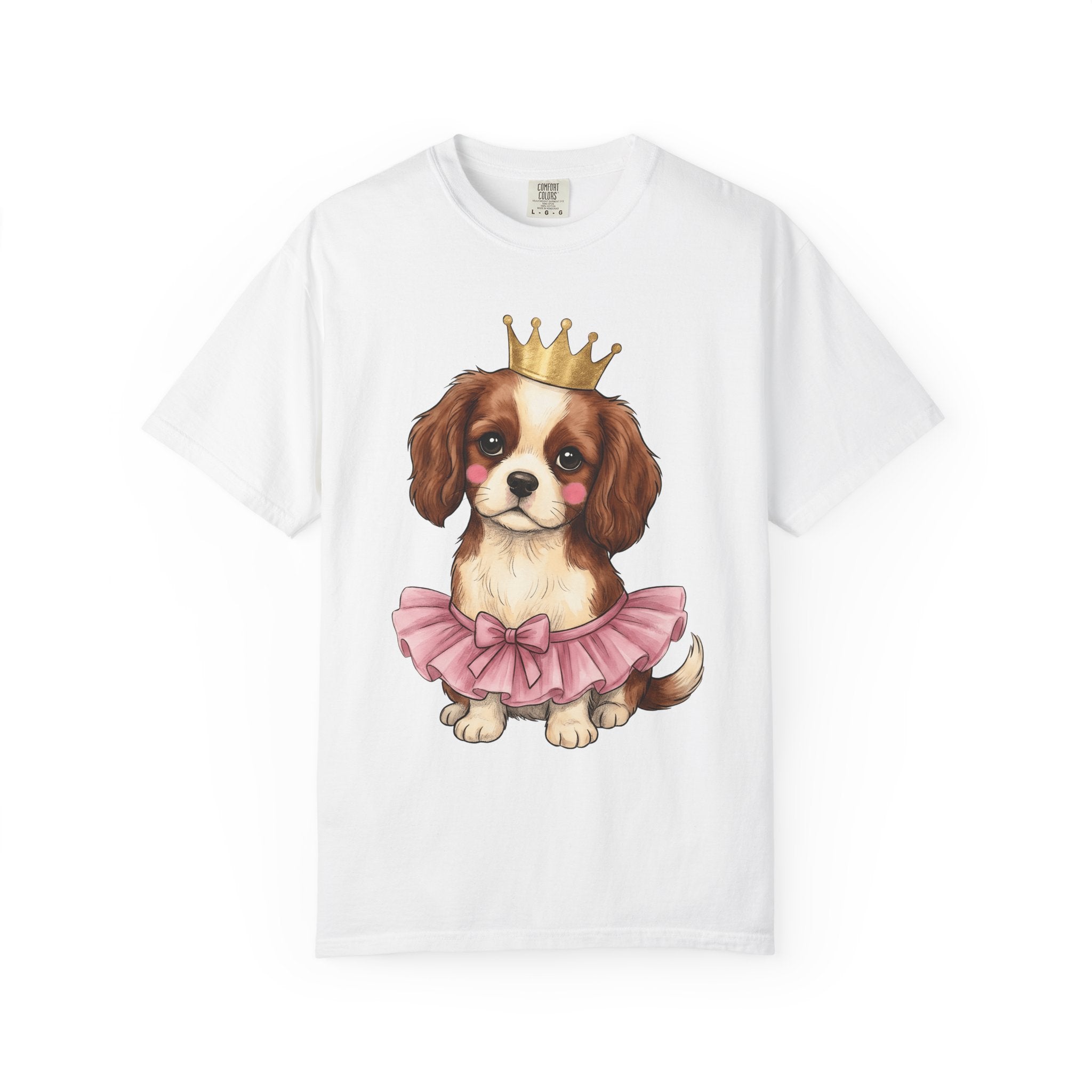Adorable Puppy Shirt Animals Royalty Gift Women Sketch Tee Puppy T-Shirt Pet Fan Dog Tshirt King Graphic Cartoon Tiara Tshirt