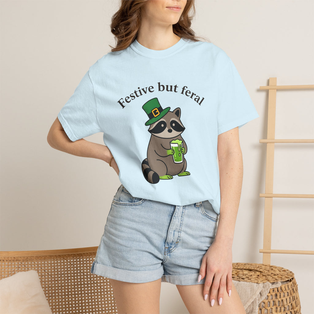 Raccoon Leprechaun Shirt St Patrick's Day Animal Gift Women Cartoon Tee Masked Bandit T-Shirt St Patricks Fan Comic Tshirt Creature Graphic