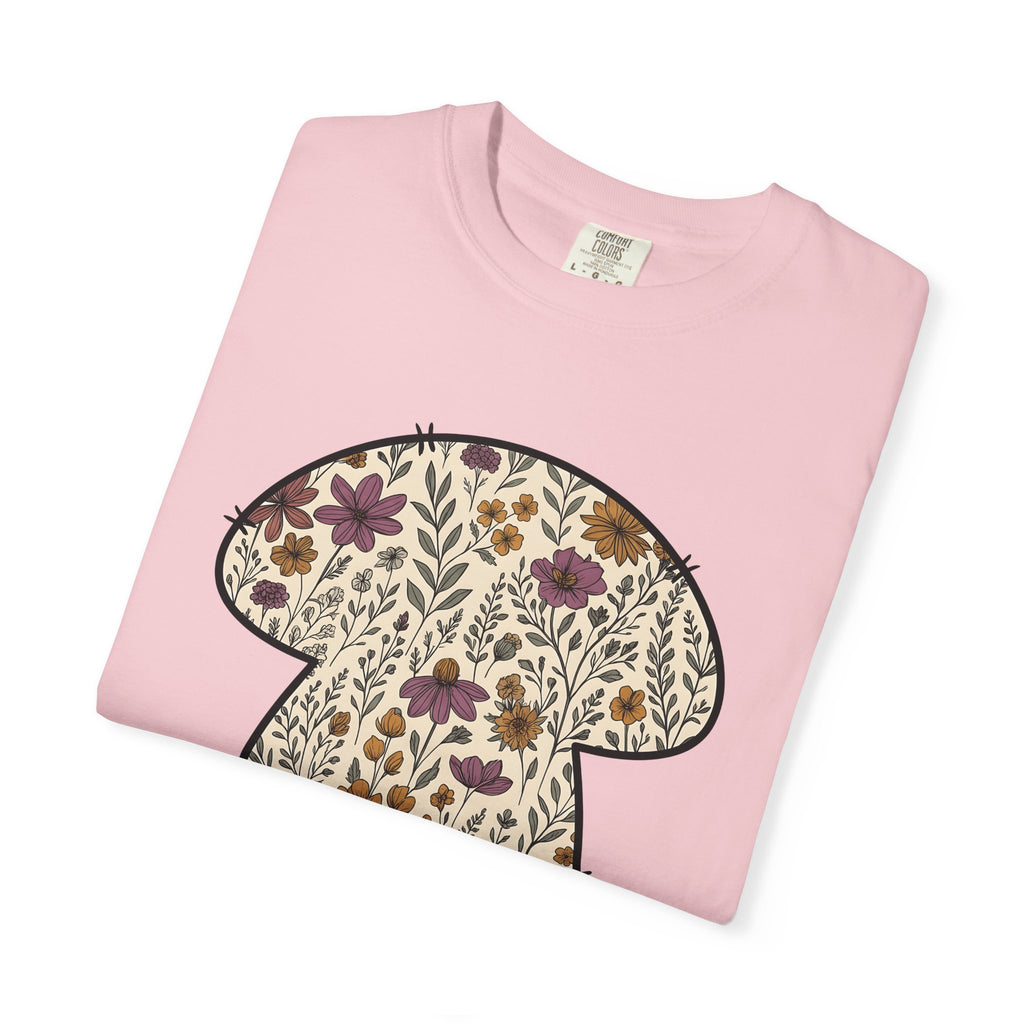 Blossom Mushroom Shirt St. Valentine's Day Garden Gift Women Folk Tee Fungus T-Shirt Valentine Fan Retro Tshirt Yard Graphic Classic Field