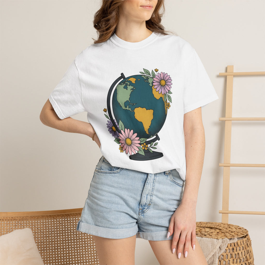 Earth Blooms Shirt Teacher Adventure Gift Women Folk Tee Floral T-Shirt Educator Enthusiast Bohemian Tshirt Explorer Graphic Rustic