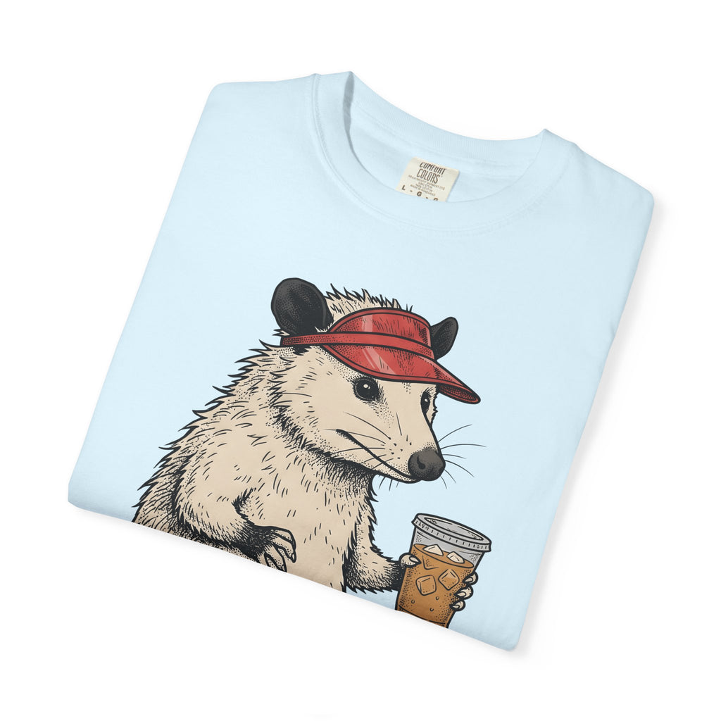 Opossum Skate Wheels Shirt Funny Pets Gift Women Cartoon Tee Skateboard Wheels T-Shirt Humor Fan Comic Tshirt Animal Graphic Line Art Iced