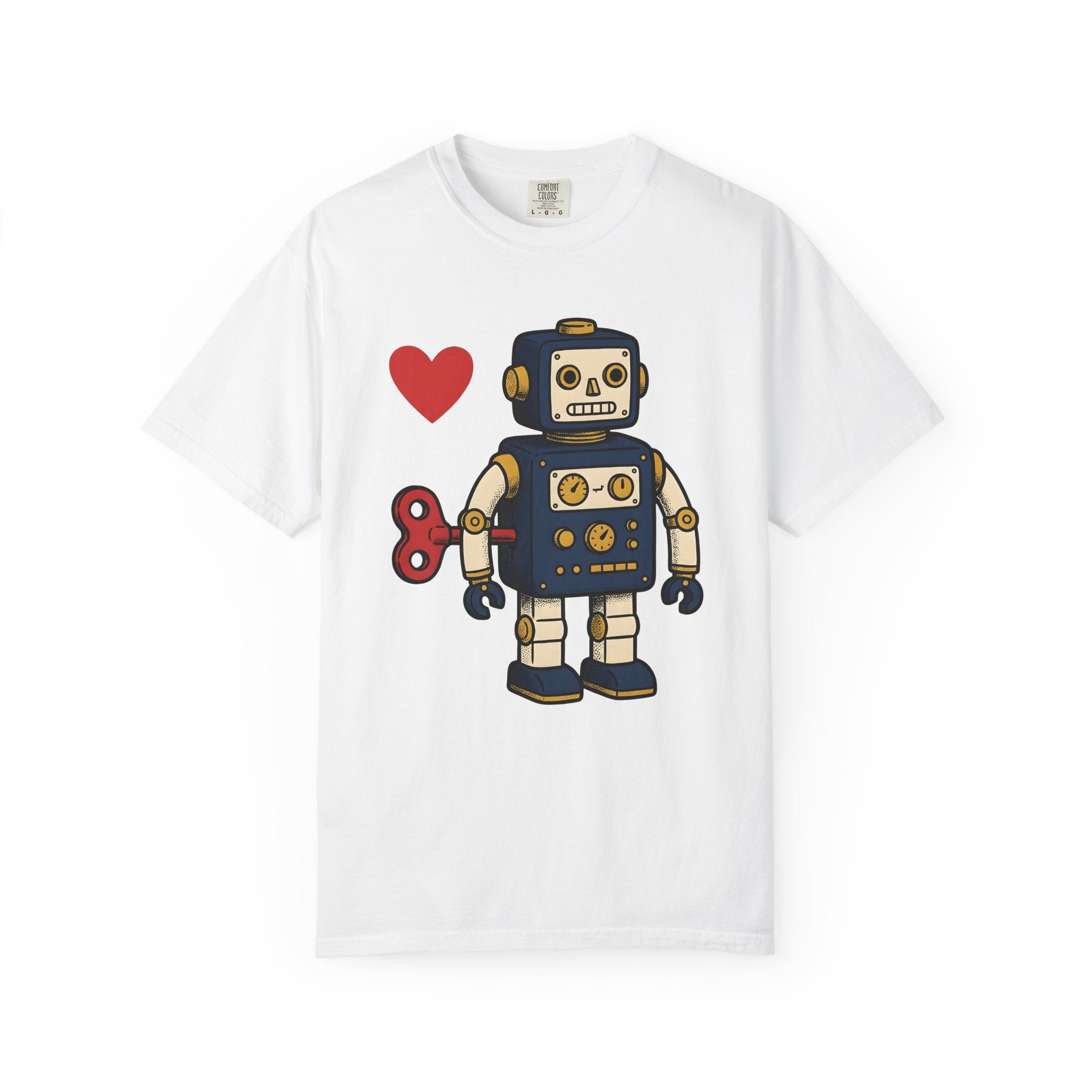 Android Heart Shirt Valentine's Day Old-School Gift Women Animated Tee Robot Heart T-Shirt Valentine Fan Cartoony Tshirt Retro Graphic