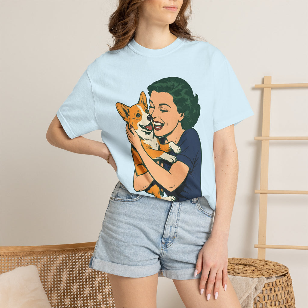 Girl Corgi Shirt Dog Animals Gift Women Classic Tee Corgi T-Shirt Dog Fan Puppy Tshirt Creature Graphic Old School Hug Tshirt