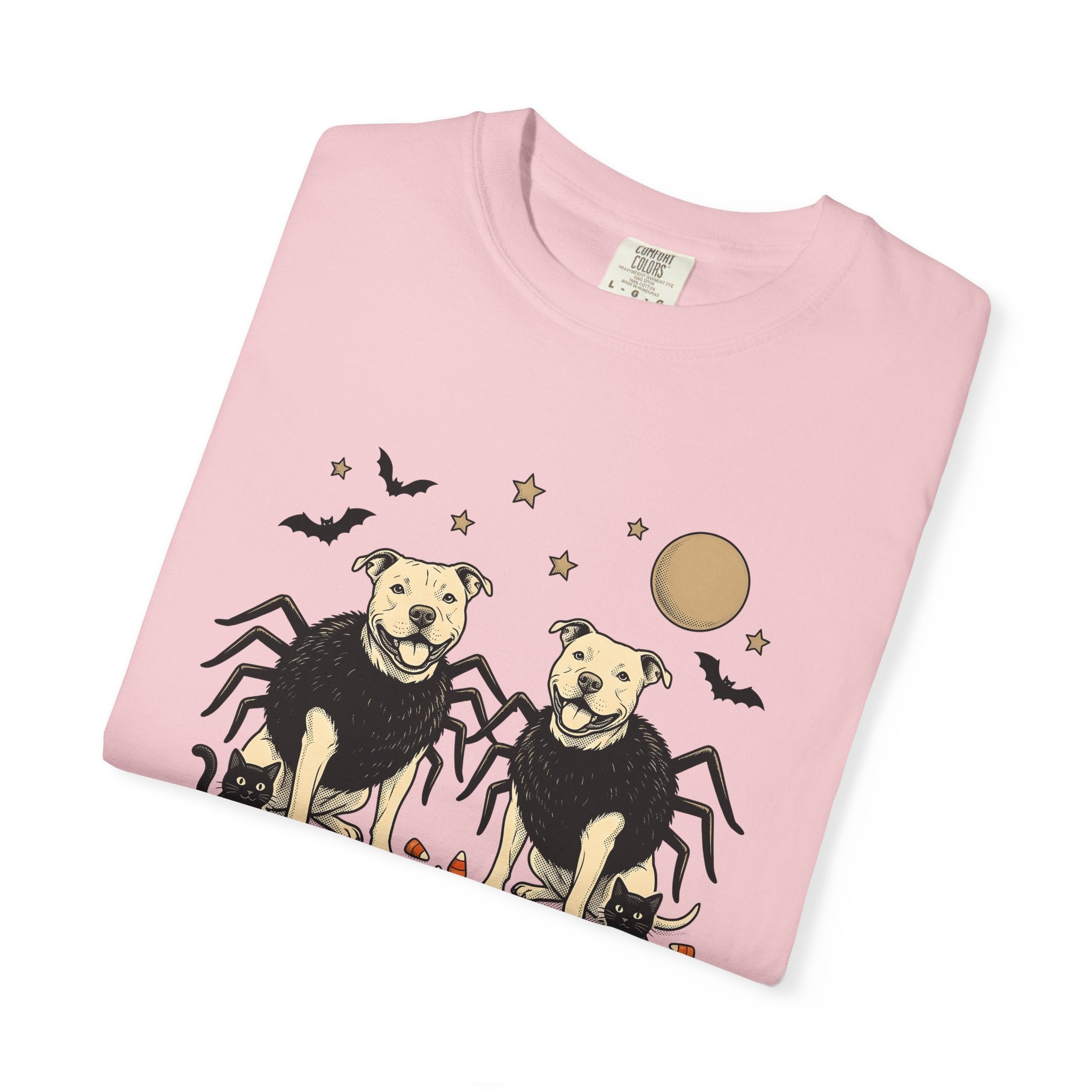 Spider Dog Shirt Dog Costume Gift Women Retro Tee Arachnid Dog T-Shirt Dog Fan Canine Graphic Design Sketch Black Cat Tshirt