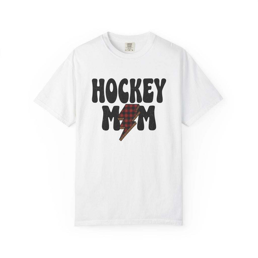 Plaid Lightning Bolt Shirt Hockey Mom Games Gift Women Hand Drawn Tee Tartan Bolt T-Shirt Hockey Mom Fan Illustrated Graphic Tshirt