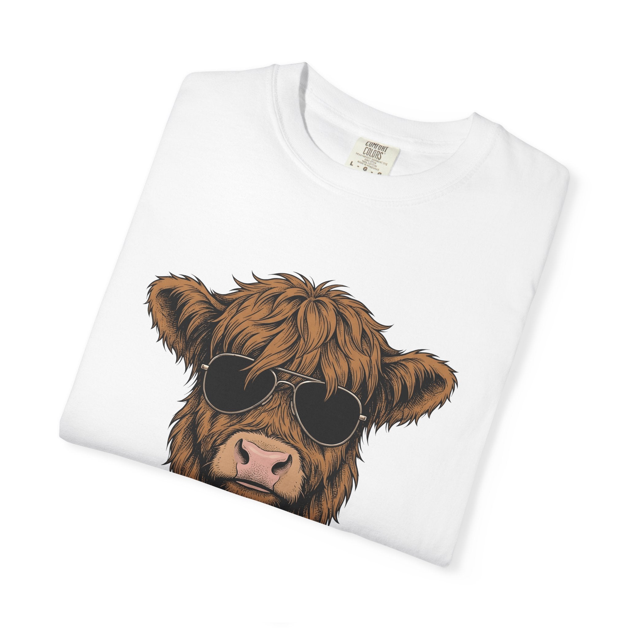 Mountain Cow Shirt Highland Cow Livestock Gift Women Hippie Tee Cow T-Shirt Highland Fan Bohemian Tshirt Farm Graphic Old School Eyewear
