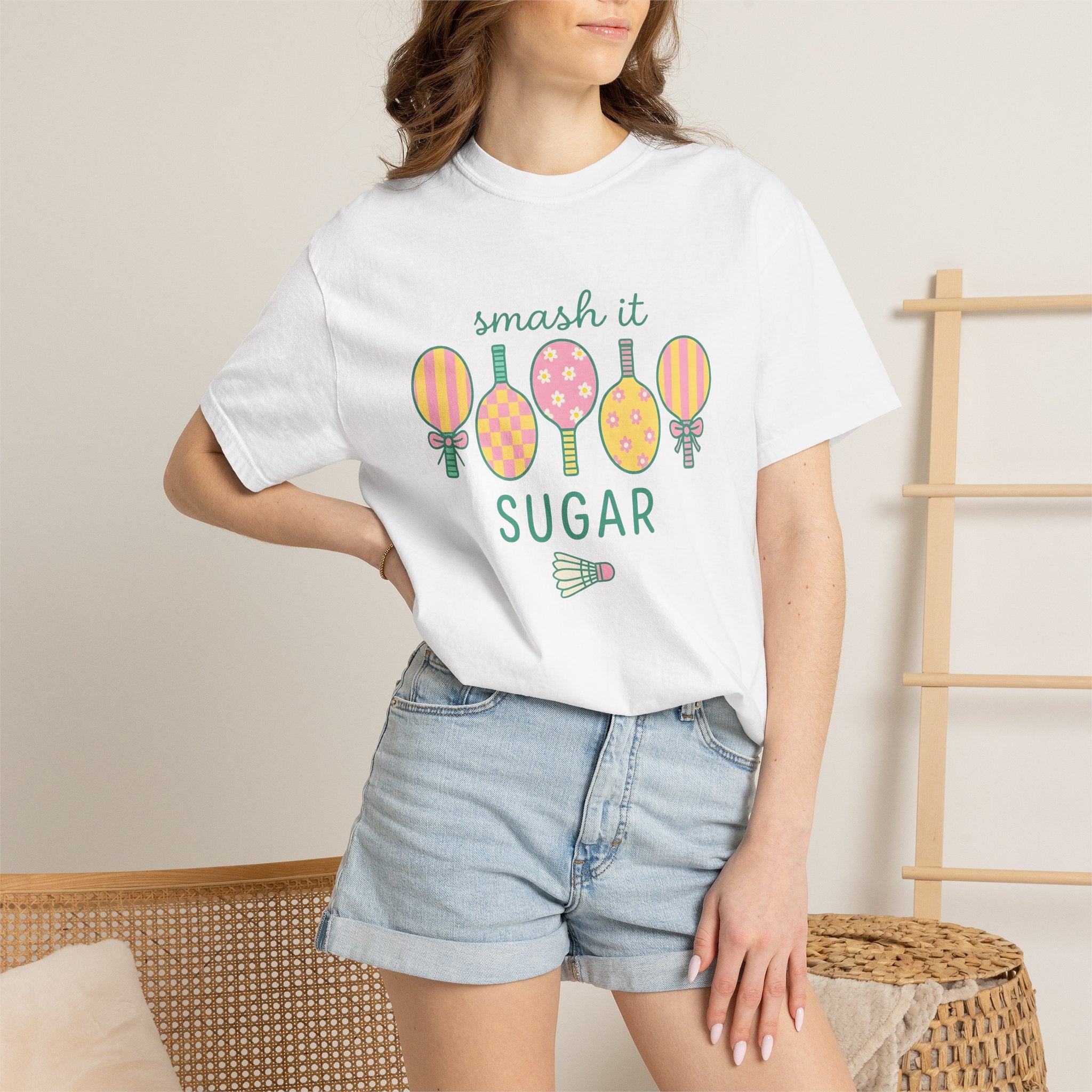 Badminton Paddles Shirt Sports Training Gift Women Charming Tee Rackets T-Shirt Athlete Enthusiast Cute Tshirt Practice Graphic Gentle Hues