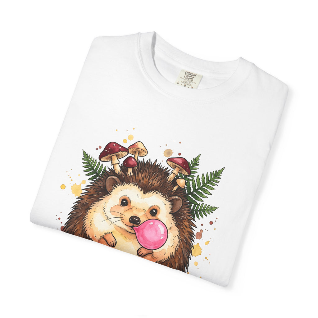 Hedgehog Art Shirt Animals Vintage Gift Women Paint Tee Porcupine T-Shirt Wildlife Enthusiast Painter Tshirt Retro Graphic Line Art Fungus