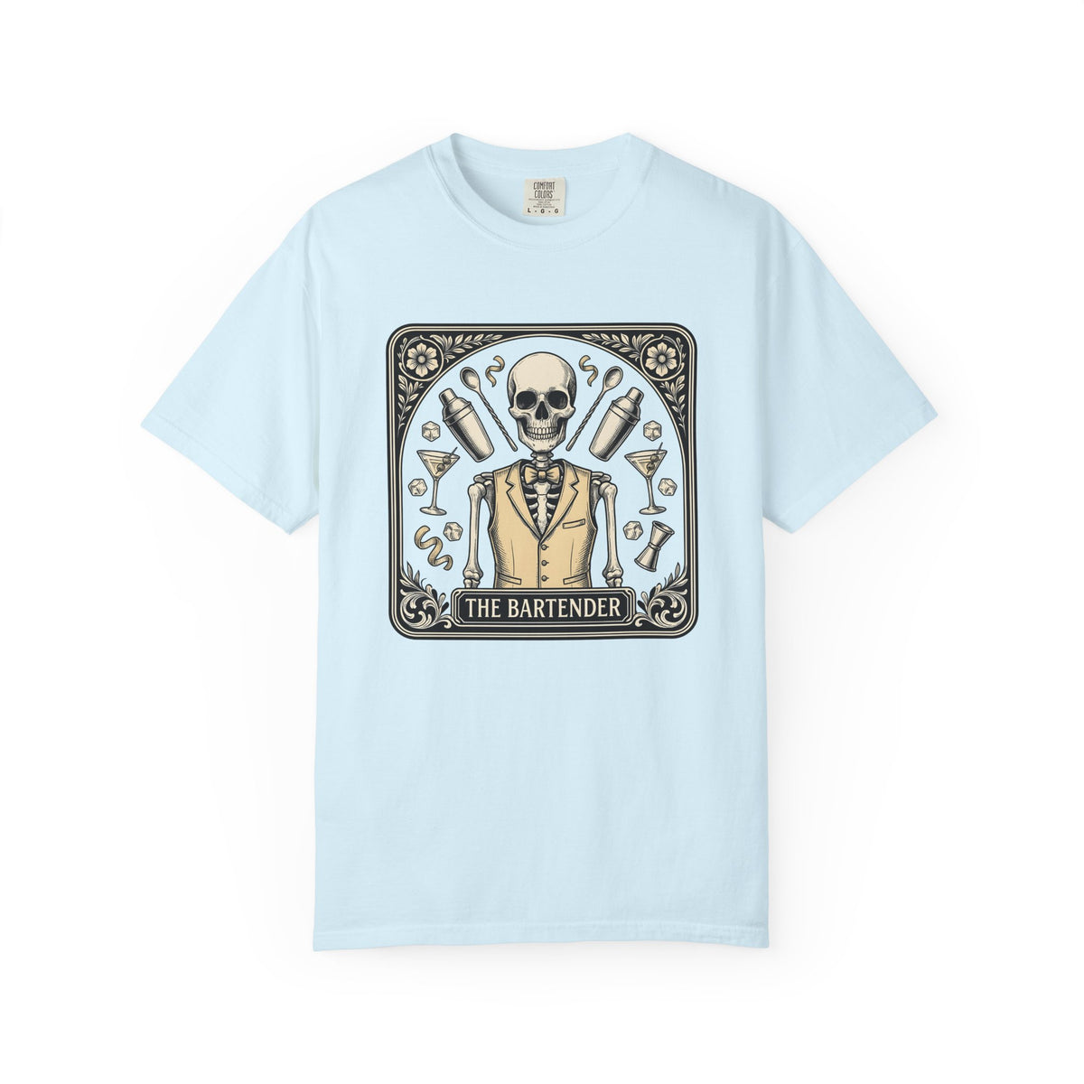 Skeleton Bartender Shirt Bartender Dark Gift Women Hand Drawn Tee Skull T-Shirt Mixologist Fan Bone Tshirt Gothic Graphic Cartoon Cocktail