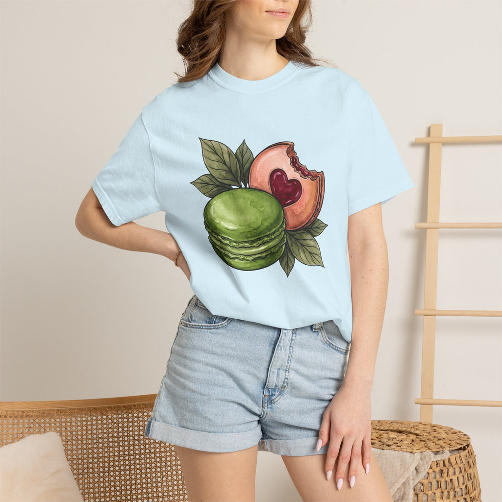 Macaron Sweet Shirt Desserts Gastronomy Gift Women Brushwork Tee Macaron T-Shirt Pastry Fan Watercolor Tshirt Gourmet Graphic Outline Plant