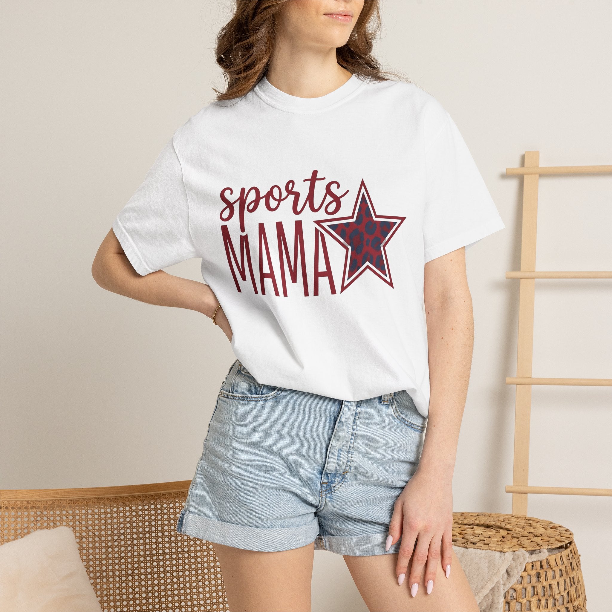 Leopard Print Star Shirt Mom Sports Gift Women Bold Tee Star Print T-Shirt Mom Fan Graphic Design Illustration Retro Animal Print Tshirt