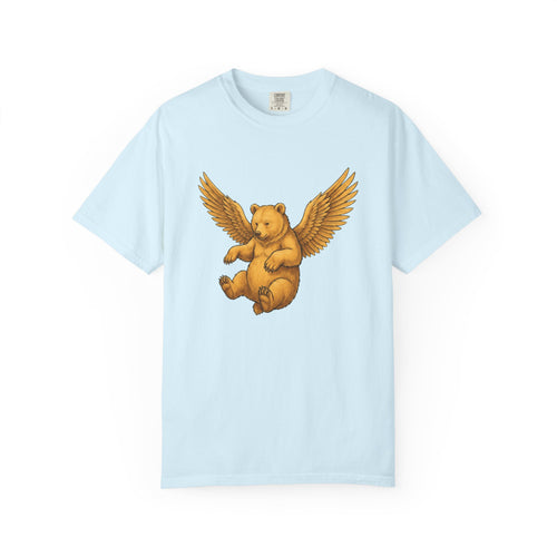 Angel Bear Shirt Animals Mythical Gift Women Line Art Tee Teddy Bear T-Shirt Creature Fan Fantasy Tshirt Mythical Graphic Rustic Quill