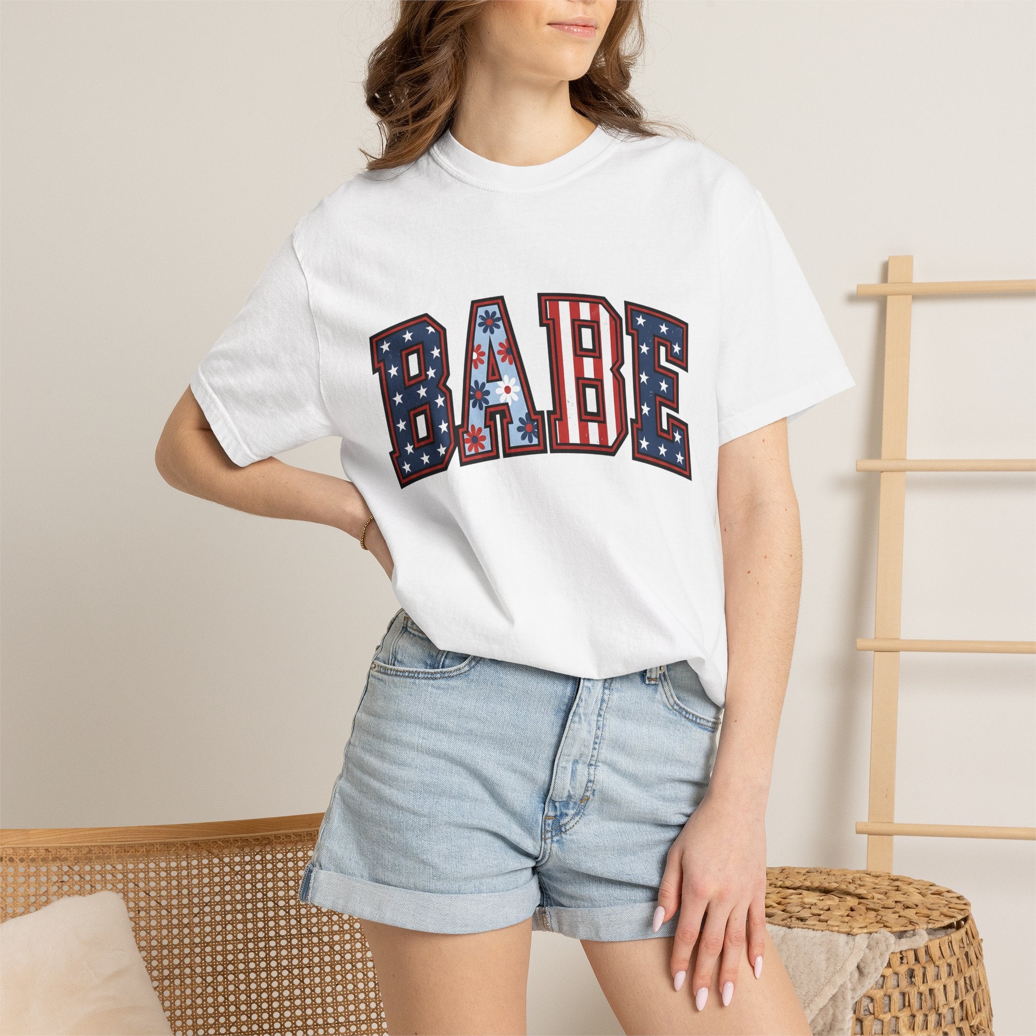 Patriotic Varsity Lettering Shirt 4th Of July Beach Gift Women Bold Tee Letterman T-Shirt Independence Fan Typography Tshirt Coastal Graphic