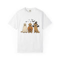 Golden Retriever Puppies Shirt Halloween Pet Gift Women Sketch Tee Puppy T-Shirt Halloween Fan Dog Tshirt Animal Graphic Retro