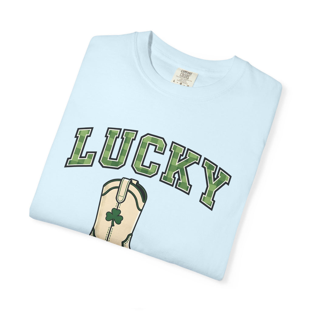 Cowboy Boot Shirt St Patrick's Day Western Gift Women Bold Graphic Tee Boot T-Shirt Irish Fan Graphic Tshirt Rodeo Graphic Vintage Shamrock