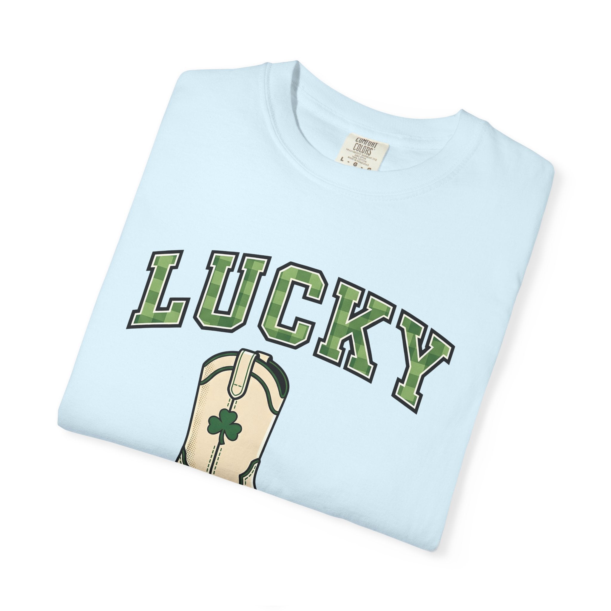 Cowboy Boot Shirt St Patrick's Day Western Gift Women Bold Graphic Tee Boot T-Shirt Irish Fan Graphic Tshirt Rodeo Graphic Vintage Shamrock