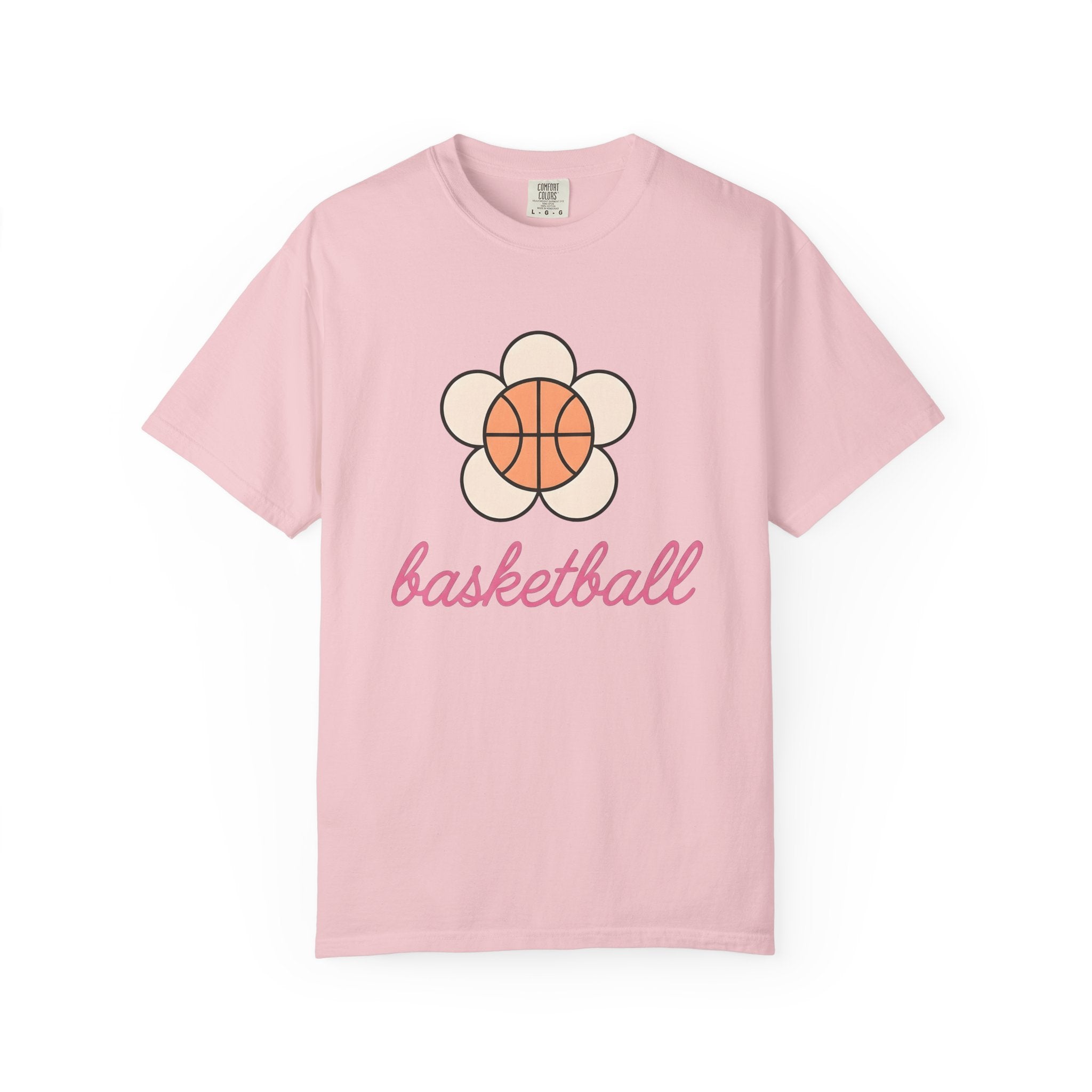 Basketball Petal Shirt Basketball Garden Gift Women Flat Tee Flower T-Shirt Basketball Fan Minimalist Tshirt Gardening Graphic Old School