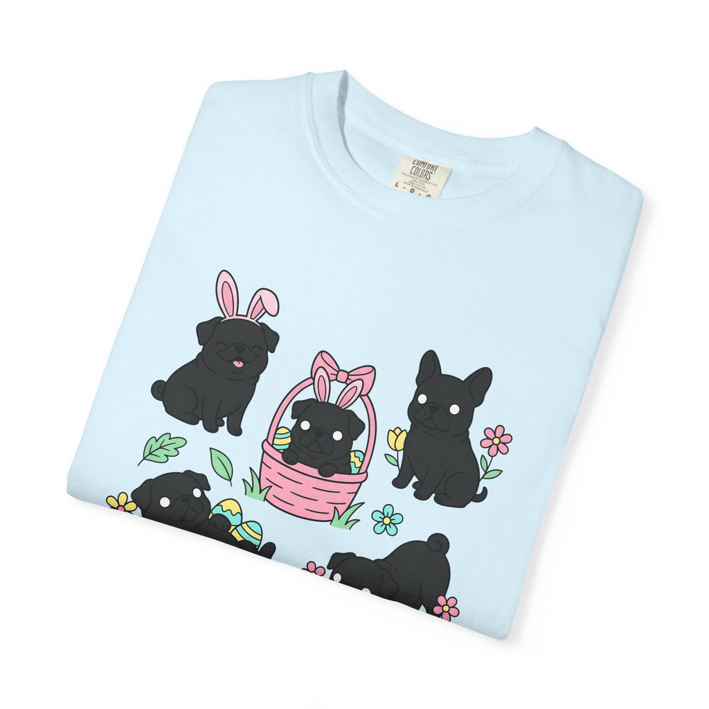 Pug Puppy Shirt Easter Pets Gift Women Adorable Tee Pugs T-Shirt Easter Fan Cute Tshirt Animal Graphic Cartoon Easter Eggs Tshirt