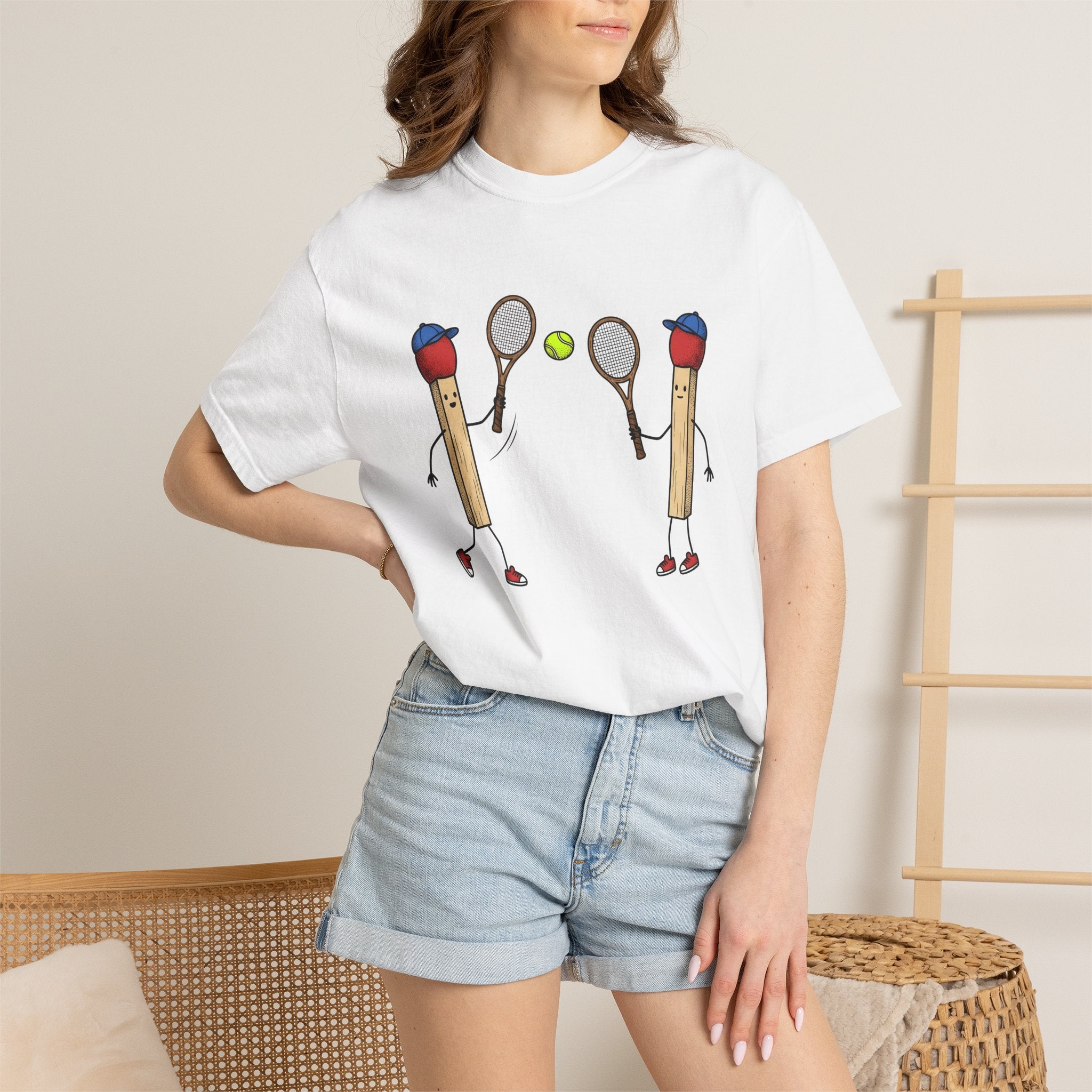 Matchstick People Shirt Sports Tennis Balls Gift Women Animated Tee Stick Figures T-Shirt Athlete Fan Cartoon Tshirt Tennis Graphic Doodle