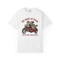 Skunk Raccoon Motorbike Shirt Funny Critter Gift Women Animated Tee Raccoon T-Shirt Humor Fan Cartoon Tshirt Animal Graphic Old School Side