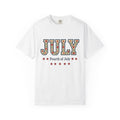 Floral Letters Shirt 4th Of July Patriotic Gift Women Embroidered Tee Alphabet T-Shirt Independence Fan Handmade Tshirt American Graphic