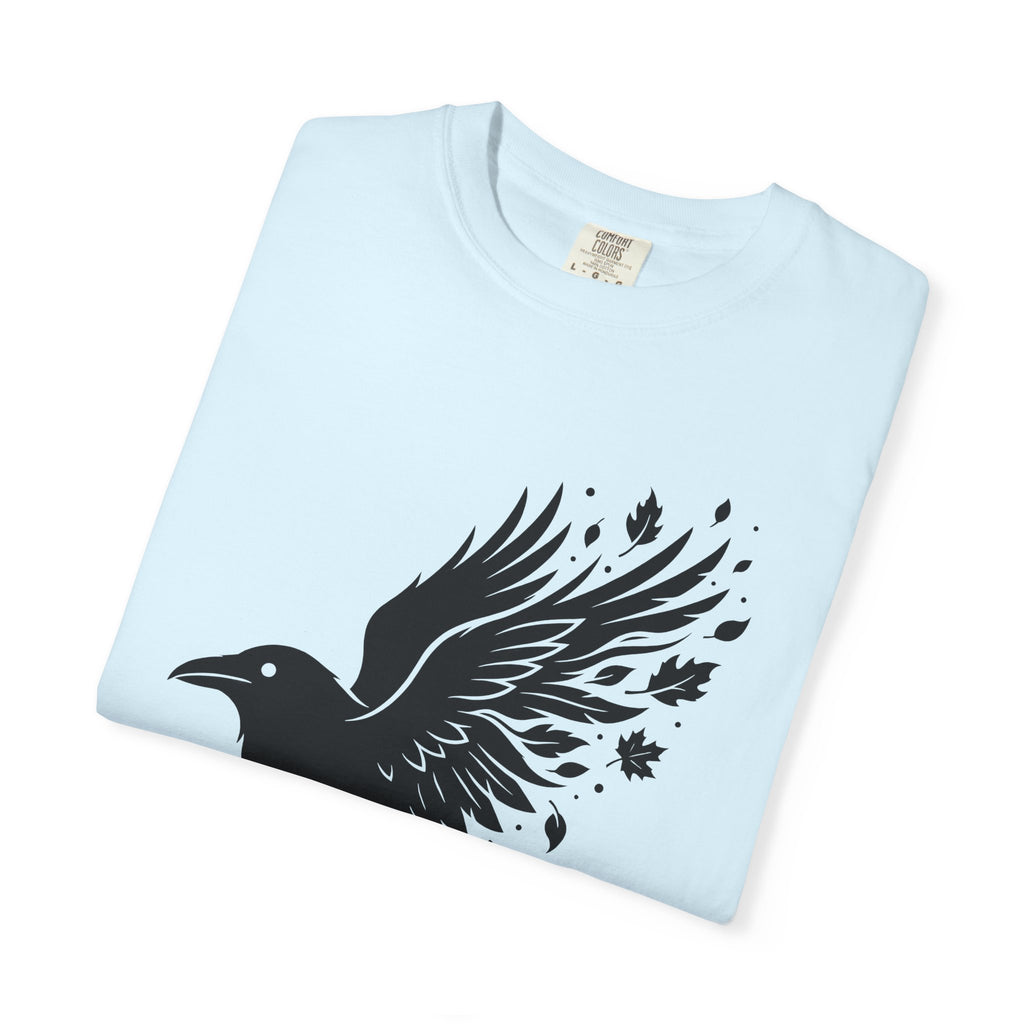 Dark Bird Shirt Animals Environment Gift Women Creepy Tee Raven T-Shirt Wildlife Enthusiast Spooky Tshirt Eco Graphic Bare Tree Leaves