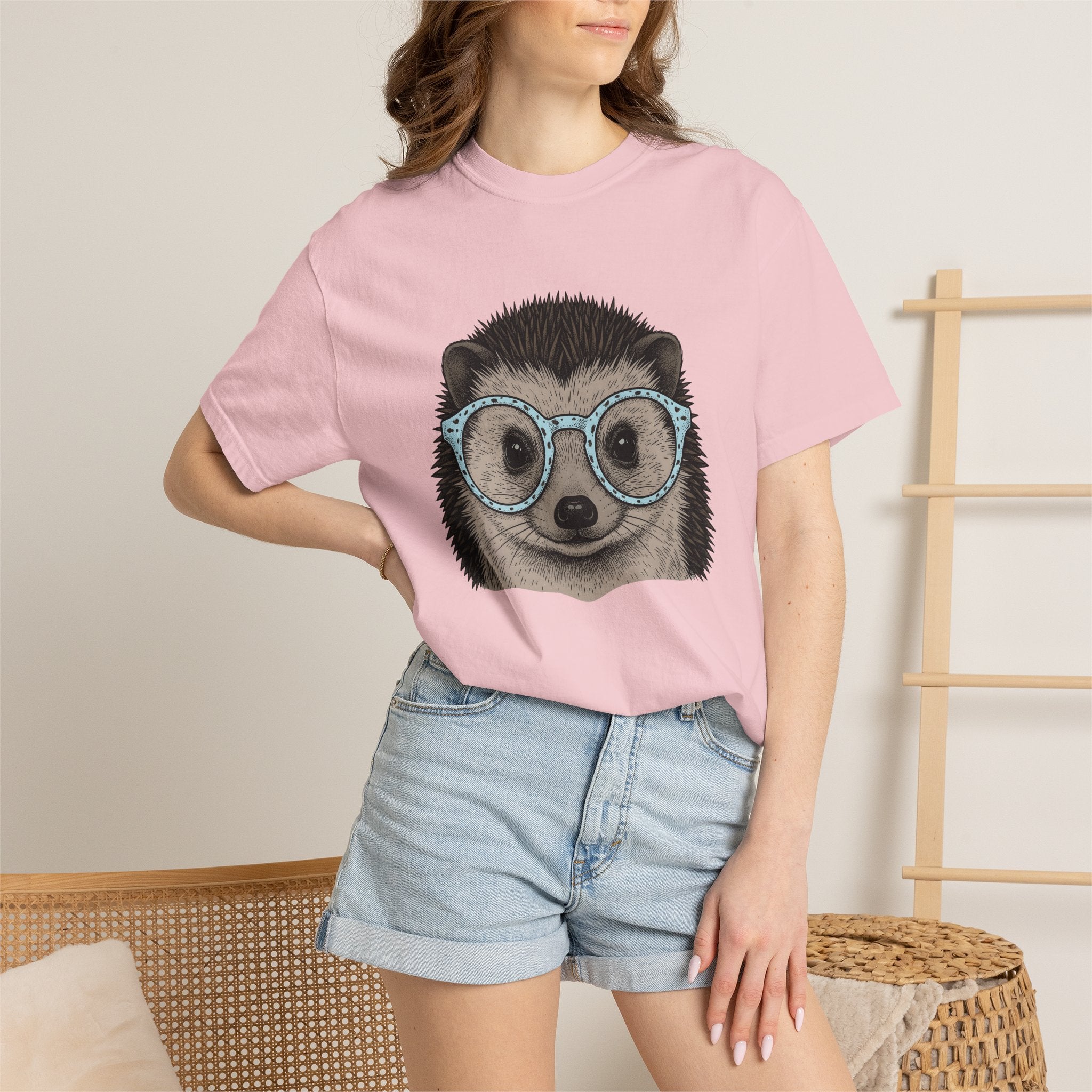 Hedgehog Face Shirt Easter Pets Gift Women Line Art Tee Porcupine T-Shirt Easter Fan Hedgehog Graphic Animal Illustration Hand Drawn