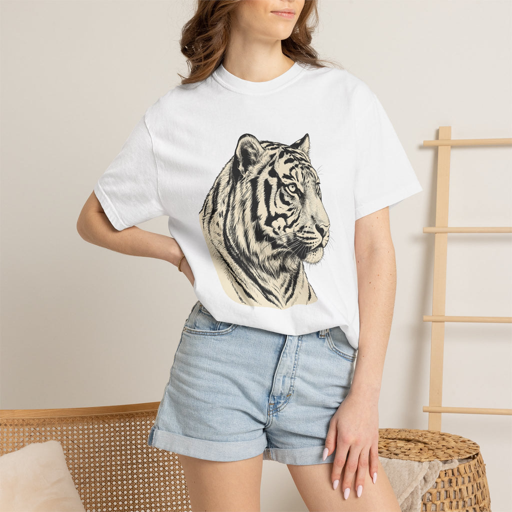 Tiger Head Shirt Animals Wildlife Gift Women Line Art Tee Tiger T-Shirt Animal Fan Cat Graphic Vintage Animal Tshirt