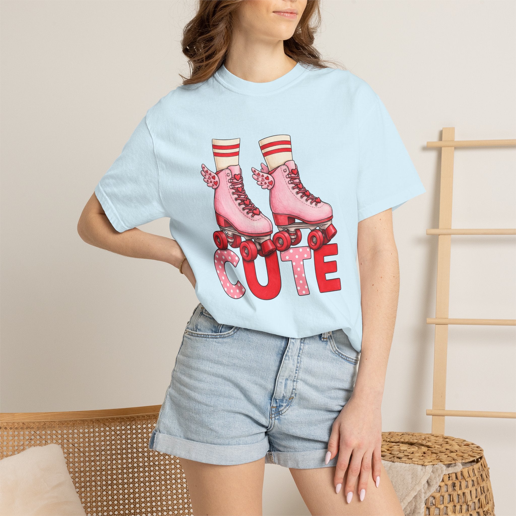 Roller Skates Shirt St. Valentine's Day Roller Gift Women Cartoon Tee Skateboard T-Shirt Valentine Fan Comic Tshirt Rollerblade Graphic