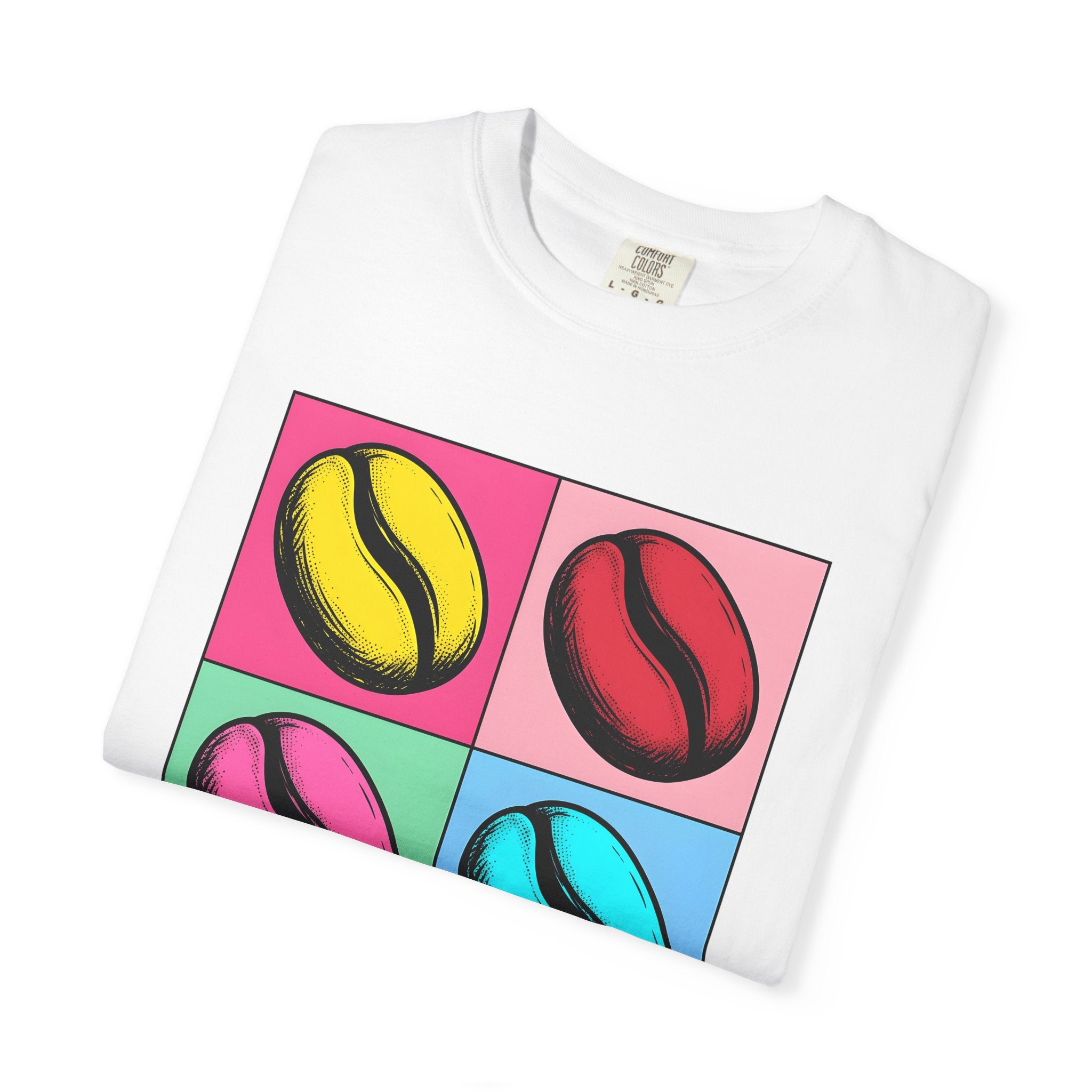 Coffee Bean Shirt Coffee Foodie Gift Women Pop Art Tee Coffee Bean T-Shirt Coffee Fan Pop Art Tshirt Foodie Graphic Retro Color Block Tshirt