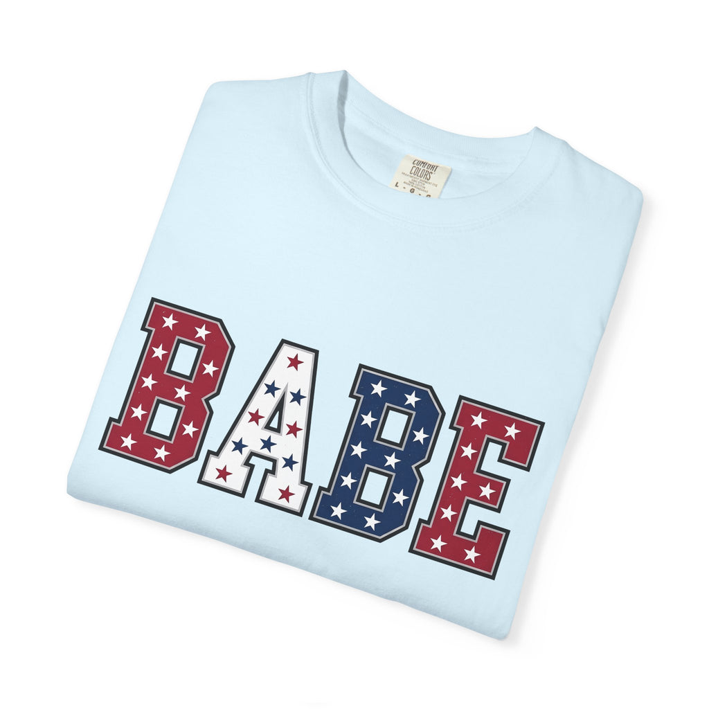Varsity Star Font Shirt America/4th Of July Liberty Gift Women Thick Tee Block Letter T-Shirt Patriot Fan Bold Typography Tshirt Freedom