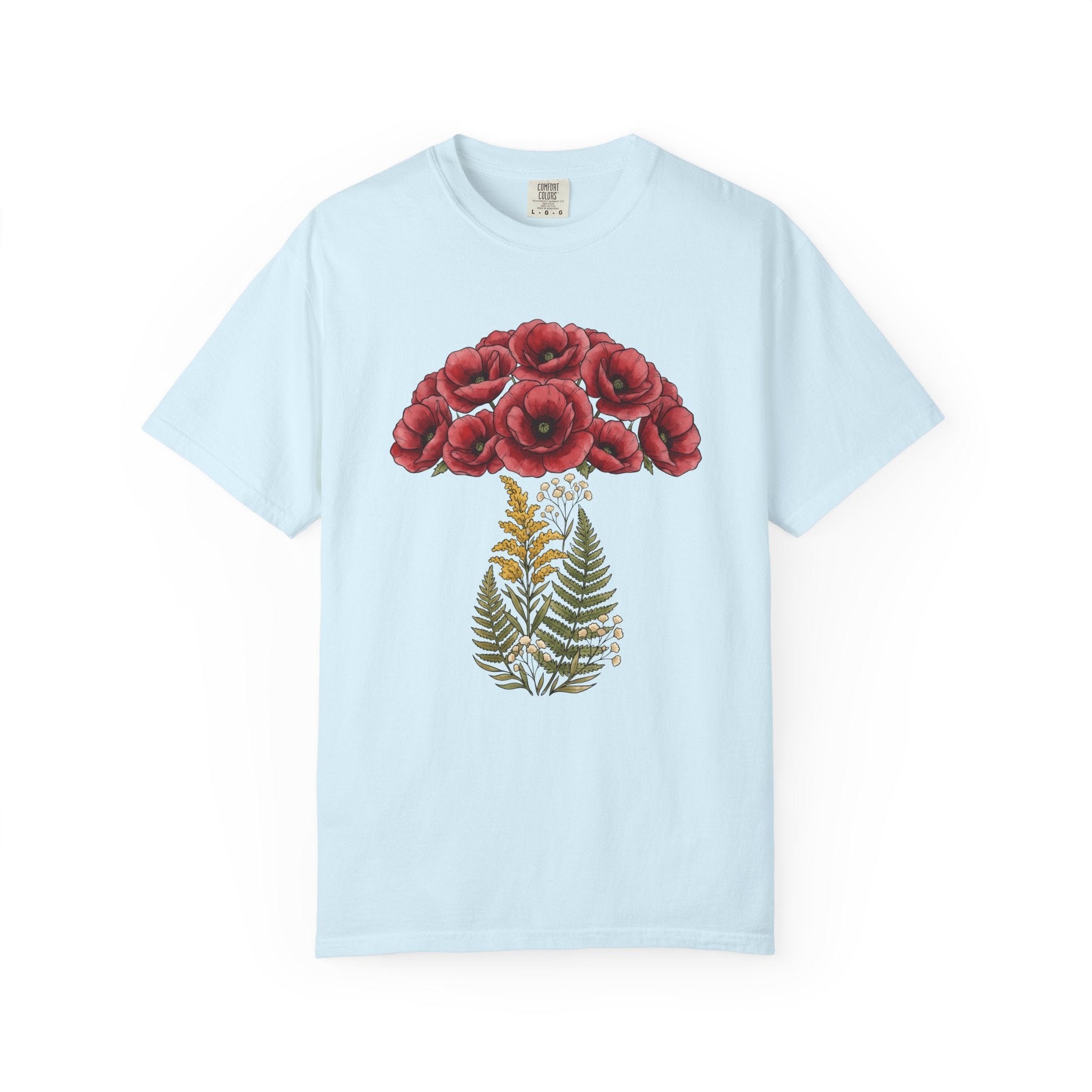 Bloom Mushroom Shirt Cottagecore Plants Gift Women Herbal Tee Fungus T-Shirt Cottagecore Fan Botanical Tshirt Floral Graphic Hand Drawn