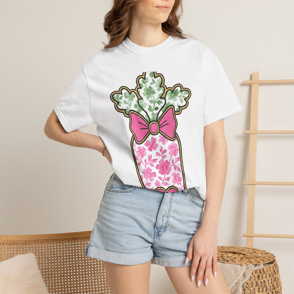 Floral Carrot Shirt Easter Spring Gift Women Kawaii Tee Carrot T-Shirt Easter Fan Root Vegetable Graphic Tshirt Vintage Bow Tshirt