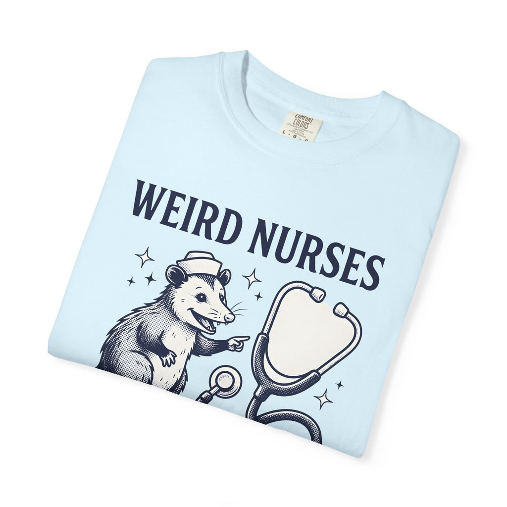 Possum Nurse Shirt Nurses Creatures Gift Women Hand Drawn Tee Opossum T-Shirt Nurse Enthusiast Illustrated Graphic Animal Illustration Line
