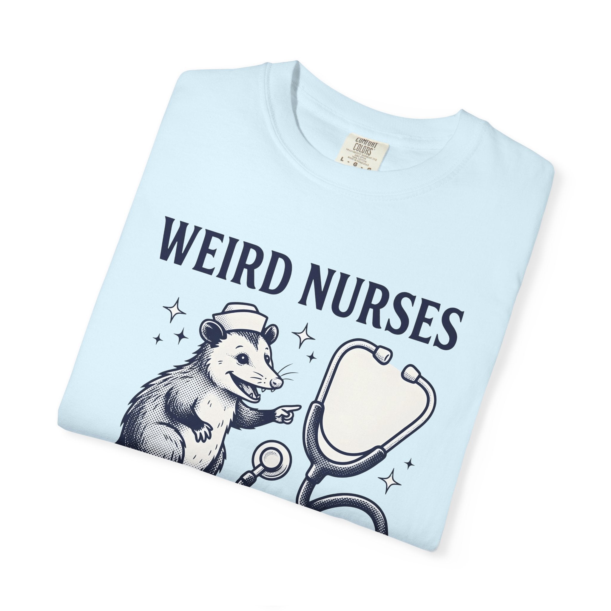 Possum Nurse Shirt Nurses Creatures Gift Women Hand Drawn Tee Opossum T-Shirt Nurse Enthusiast Illustrated Graphic Animal Illustration Line