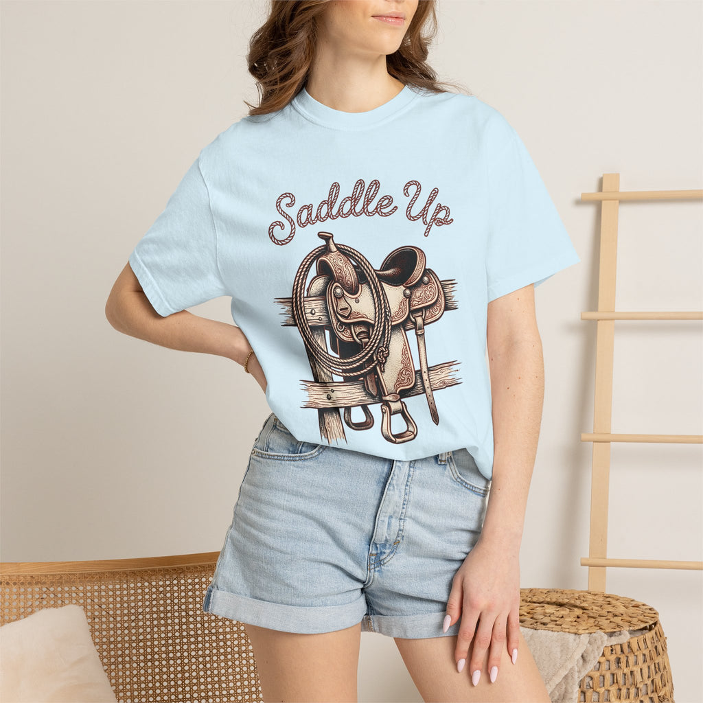 Cowboy Saddle Shirt Cowgirl Country Gift Women Rustic Tee Western Saddle T-Shirt Cowboy Fan Western Tshirt Country Graphic Sketch Rope
