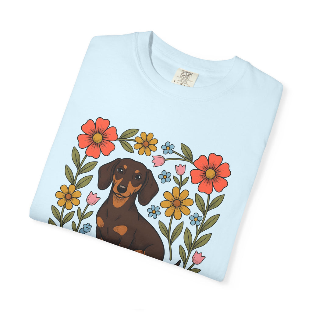Dachshund Hound Shirt Dog Garden Gift Women Ethnic Tee Wiener Dog T-Shirt Dog Fan Tribal Tshirt Yard Graphic Antique Garland Frame Tshirt