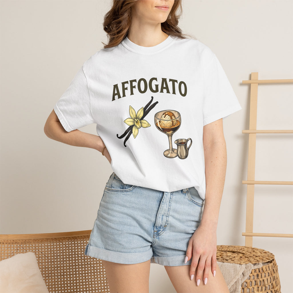 Affogato Dessert Shirt Coffee Foodie Gift Women Vintage Tee Gelato T-Shirt Coffee Fan Retro Tshirt Food Graphic Hand Drawn Vanilla Flower