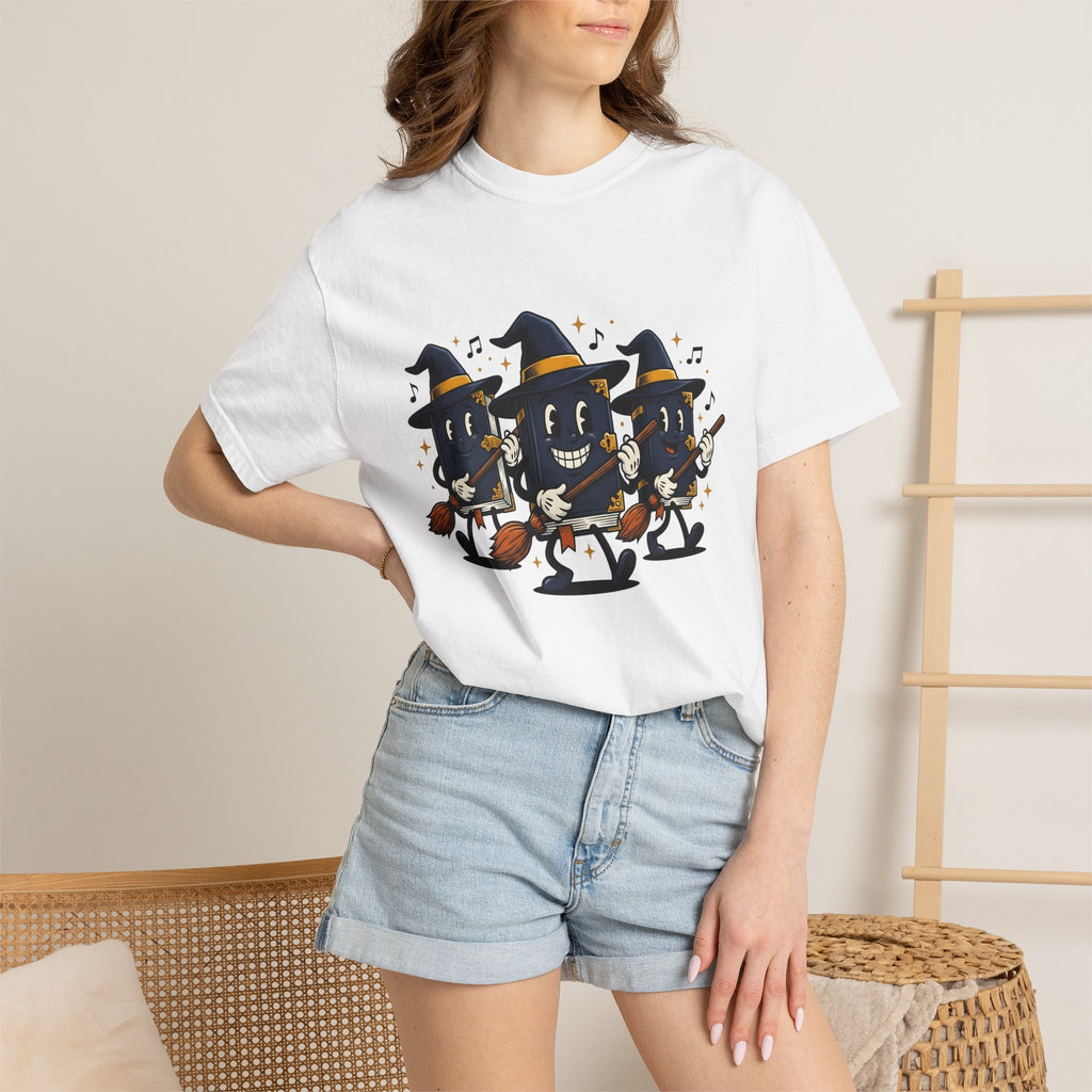 Witch Fantasy Figures Shirt Halloween Story Gift Women Sketch Tee Sorceress T-Shirt Horror Fan Magical Drawing Graphic Line Art Witch Broom