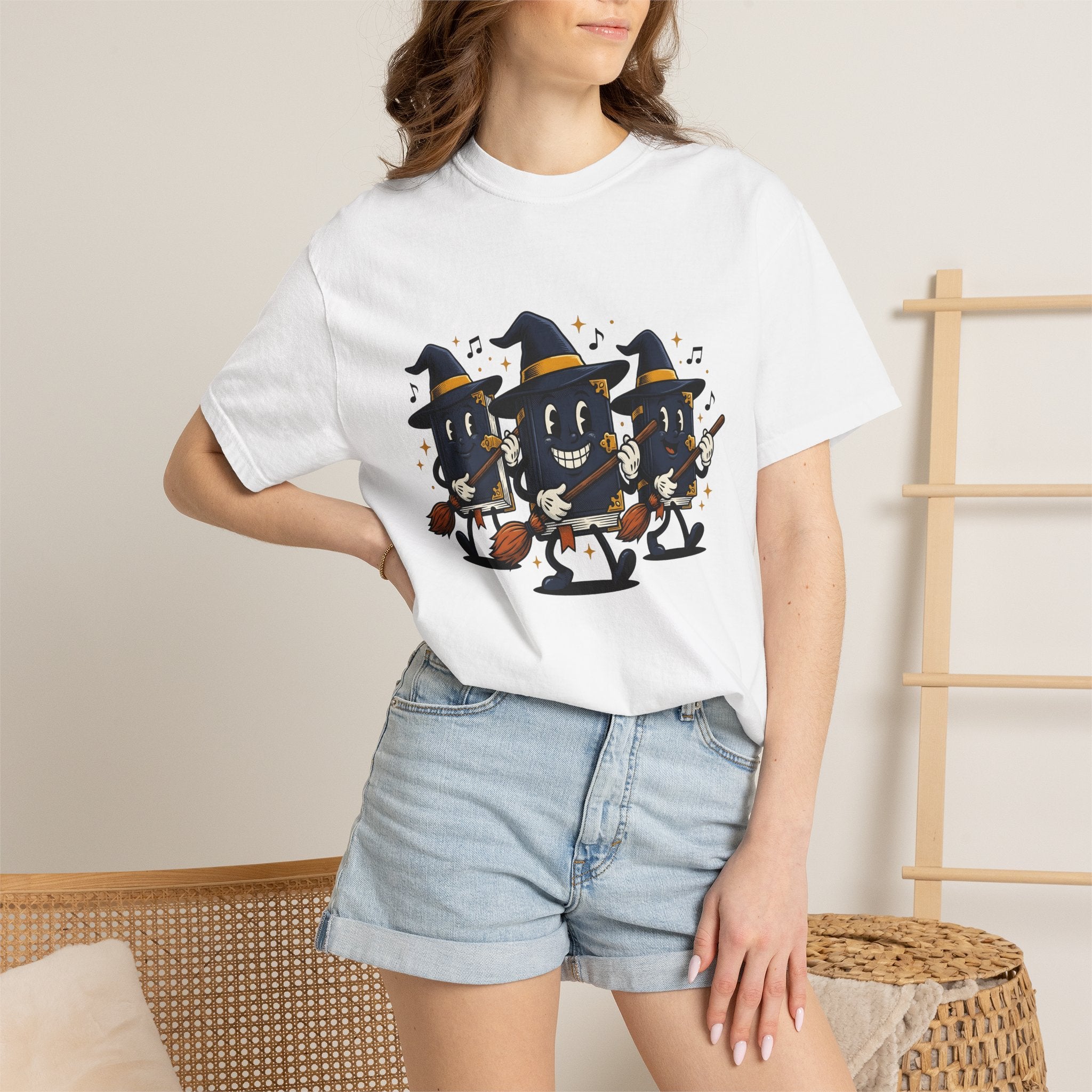 Witch Fantasy Figures Shirt Halloween Story Gift Women Sketch Tee Sorceress T-Shirt Horror Fan Magical Drawing Graphic Line Art Witch Broom