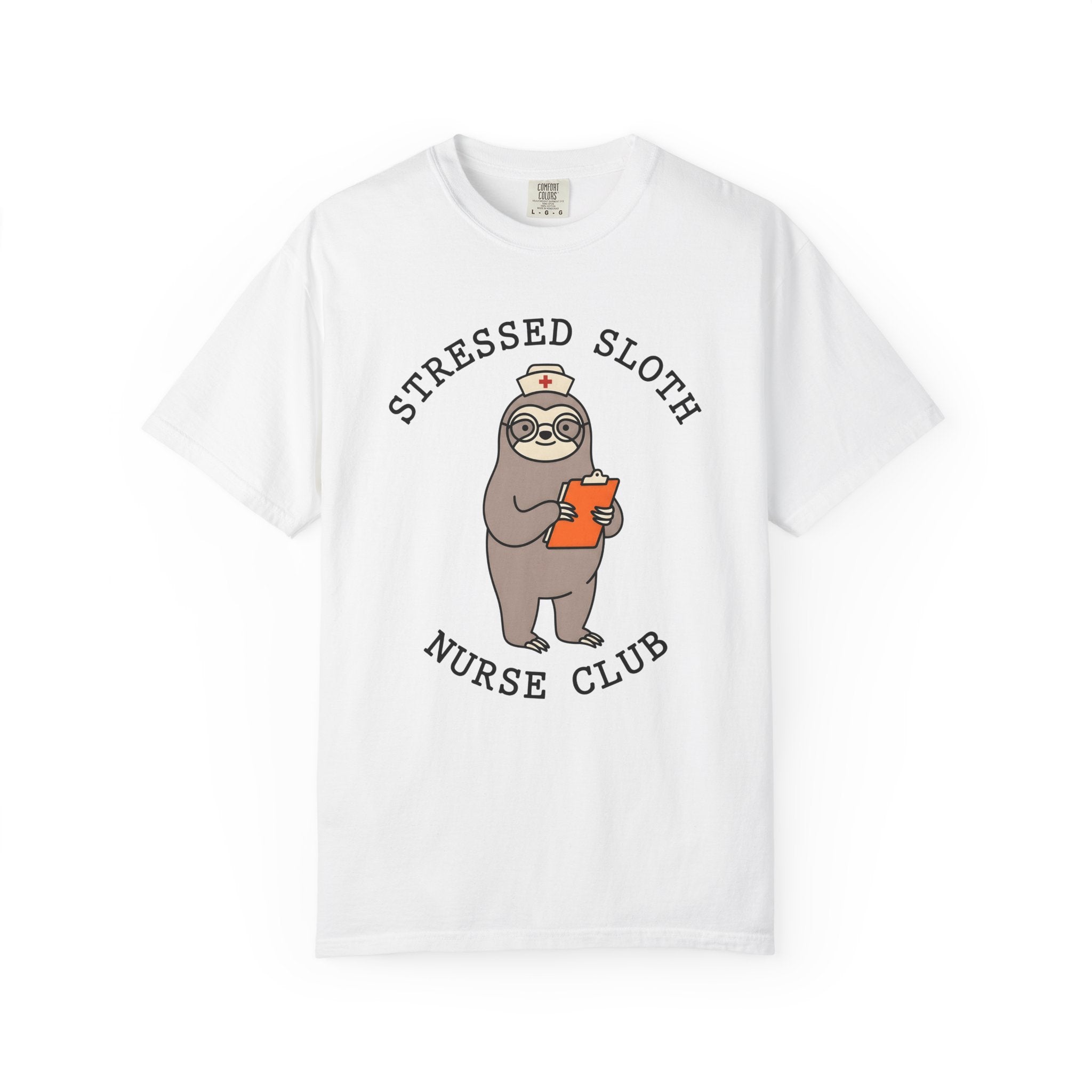 Sloth Nurse Shirt Nurses Wildlife Gift Women Comic Tee Sloth T-Shirt Nurse Enthusiast Cartoon Tshirt Wildlife Graphic Simple Clipboard